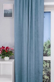 Ramon/280/24 - Bársonyos, szürkés kék színű jacquard sötétítő, dekorfüggöny egyedi méretre varrva