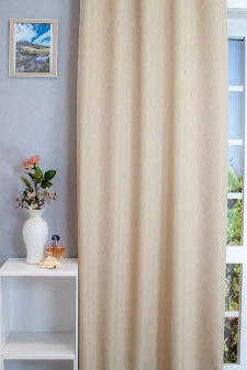 Platan - Világosbarna színű jacquard szövött hullámmintás dekorfüggöny egyedi méretre varrva