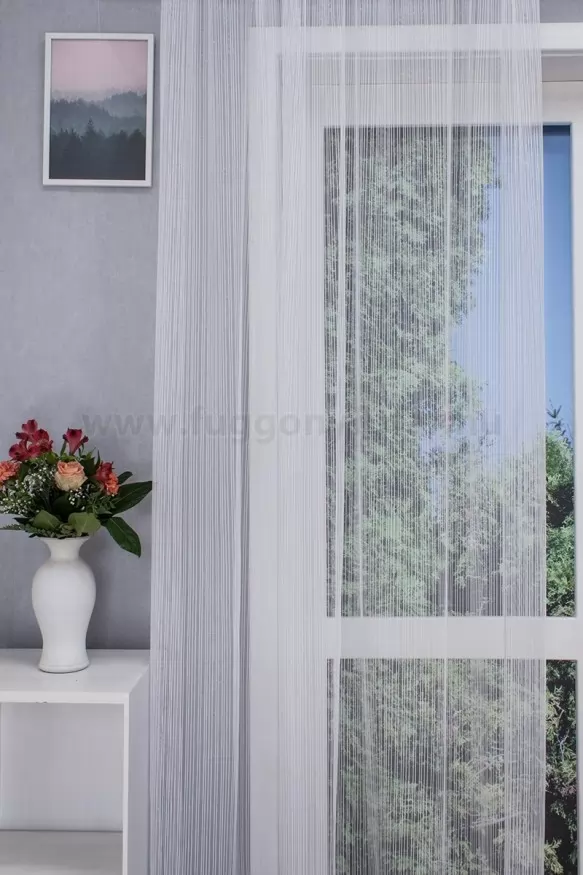 Fehér, sűrűn szövött csíkos jacquard függöny 5070/300/01