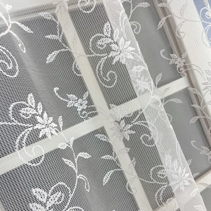 Fehér indamintás jacquard függöny egyedi méretre varrva