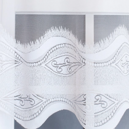 Fehér színű, levélmintás jacquard függöny egyedi méretre varrva