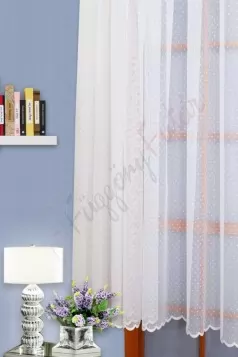 Fehér pöttyös mintás jacquard függöny egyedi méretre varrva