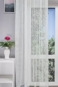 MACSKAÁLLÓ - Szórt apró rácsmintás, ekrü színű jacquard egyedi méretre varrva