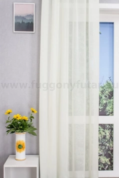Krém színű, fényes cirkás szövésű sablet függöny, ólomzsinóros,  egyedi méretre varrva