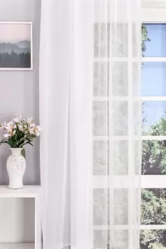 Liliána-Fehér színű, csillámos félorganza függöny egyedi méretre varrva