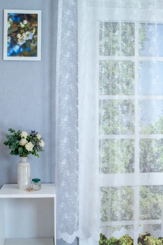 Fehér indamintás jacquard függöny egyedi méretre varrva