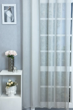 Rosemary - Ezüst színű selymes fényű jacquard függöny egyedi méretre varrva