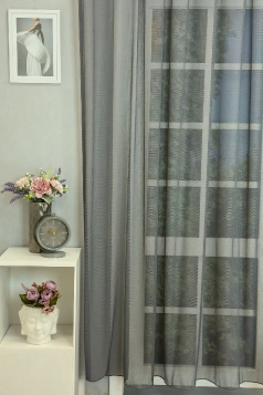 Rosemary - Sötétszürke selymes fényű jacquard függöny egyedi méretre varrva