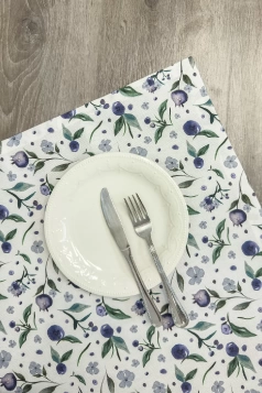 Blueberry - Áfonya mintás kevert vászon dekorfüggöny és asztalterítő anyag